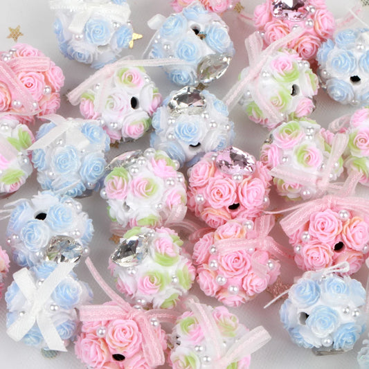 20mm 20pcs Rose Flower Ball Bow Love Polymer Clay Acrylic Beads For Jewelry Making DIY Necklace Bracelets Earring Accessories