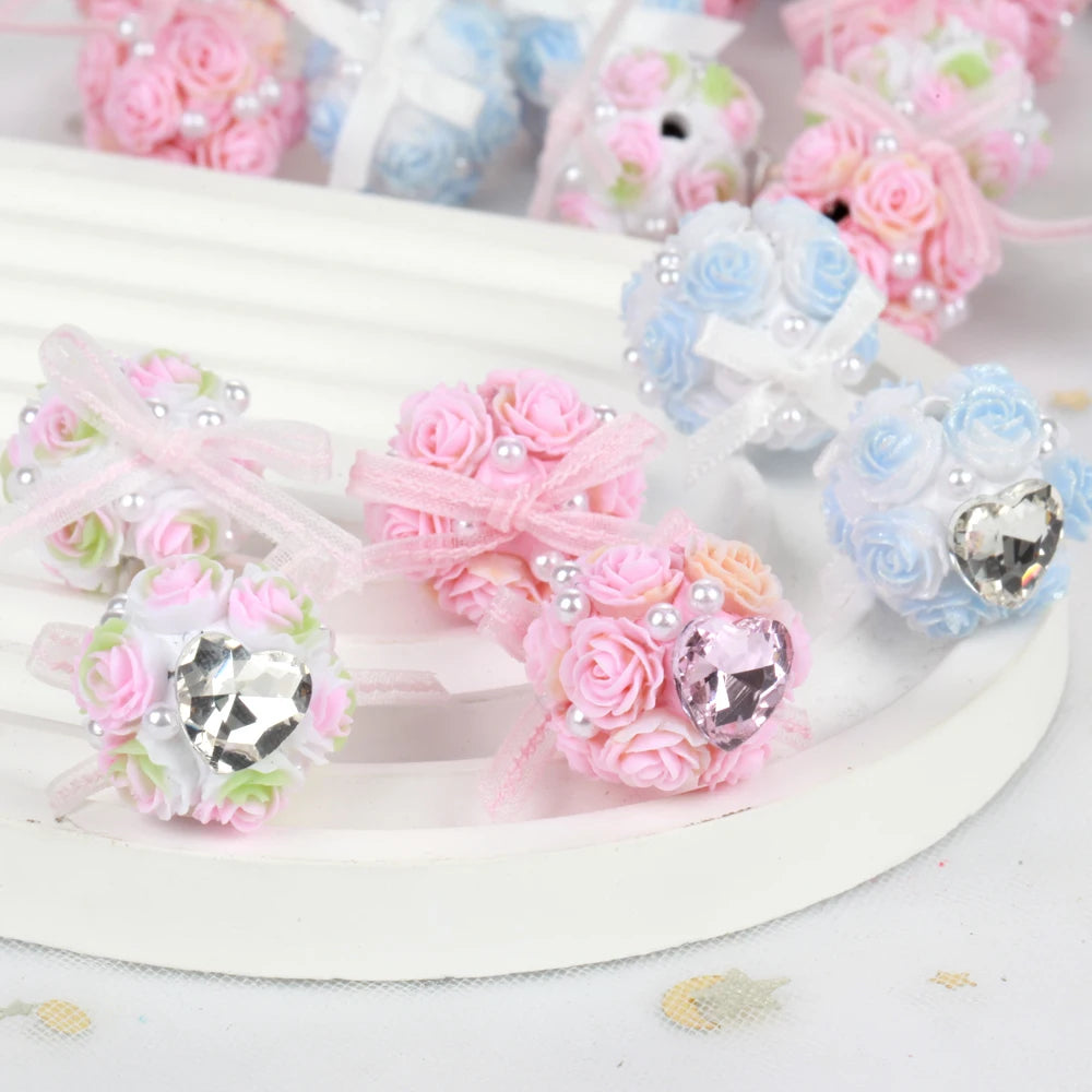 20mm 20pcs Rose Flower Ball Bow Love Polymer Clay Acrylic Beads For Jewelry Making DIY Necklace Bracelets Earring Accessories