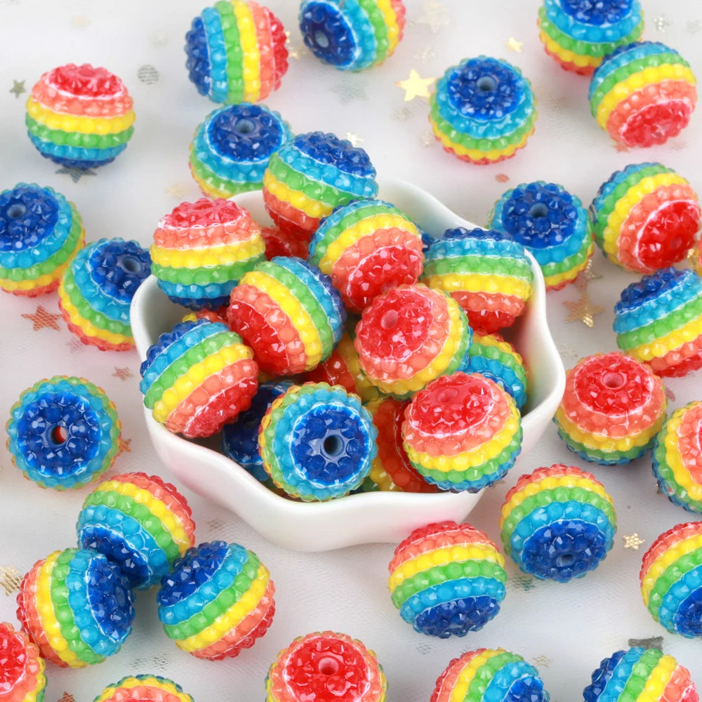 20mm 1-5pcs Charm Rainbow Shiny Polymer Clay Faceted Acrylic Beads For Jewelry Making DIY Necklace Bracelets Earring Accessories