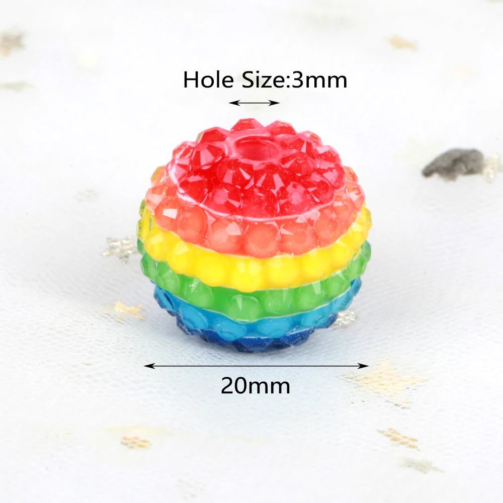 20mm 1-5pcs Charm Rainbow Shiny Polymer Clay Faceted Acrylic Beads For Jewelry Making DIY Necklace Bracelets Earring Accessories
