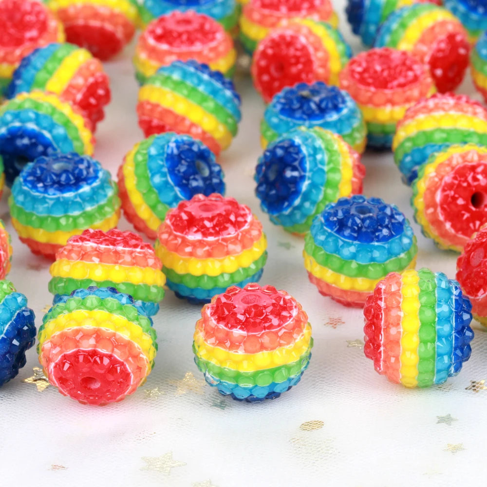 20mm 1-5pcs Charm Rainbow Shiny Polymer Clay Faceted Acrylic Beads For Jewelry Making DIY Necklace Bracelets Earring Accessories