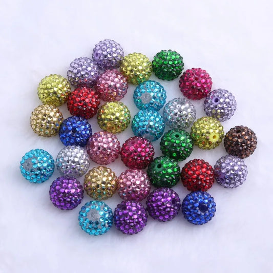 20mm 50pcs Colorful Resin Rhinestone Ball  Plating Beads For Pen Beadable