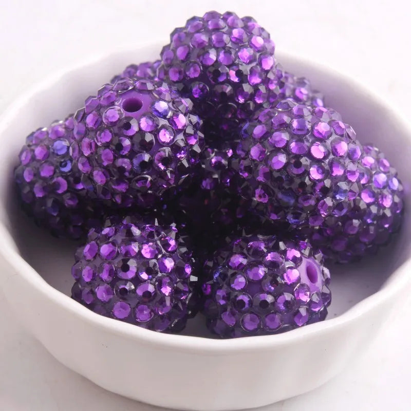 20mm 50pcs Colorful Resin Rhinestone Ball Plating Beads For Pen Beadable