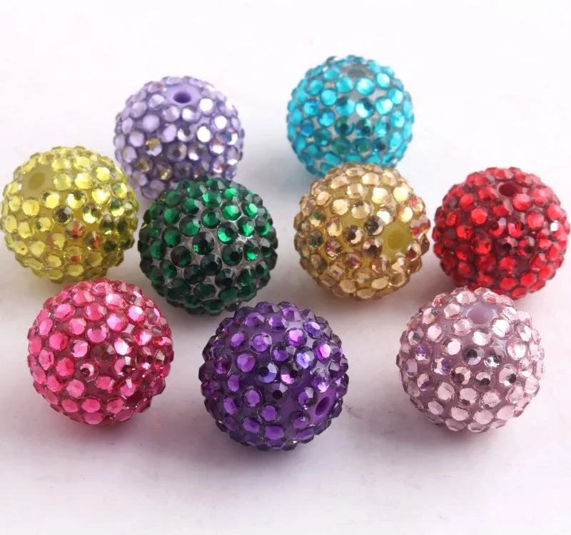 20mm 50pcs Colorful Resin Rhinestone Ball Plating Beads For Pen Beadable