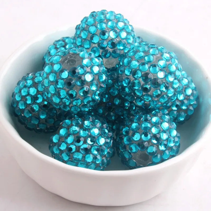 20mm 50pcs Colorful Resin Rhinestone Ball Plating Beads For Pen Beadable
