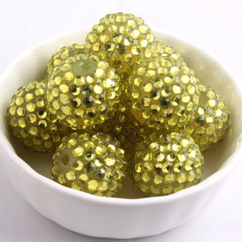 20mm 50pcs Colorful Resin Rhinestone Ball Plating Beads For Pen Beadable