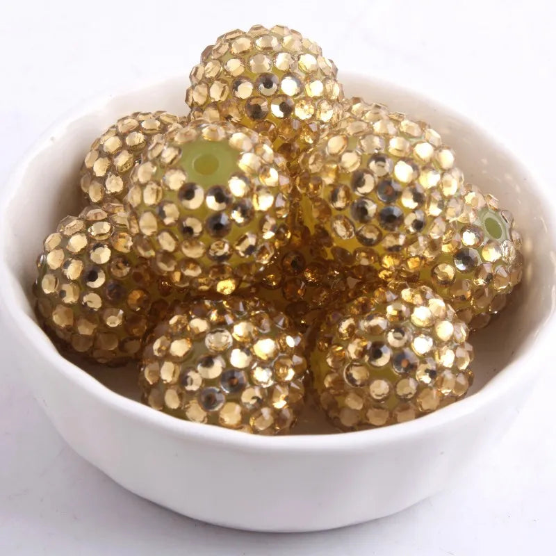 20mm 50pcs Colorful Resin Rhinestone Ball Plating Beads For Pen Beadable
