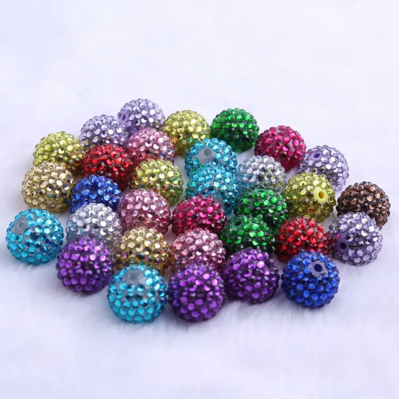 20mm 50pcs Colorful Resin Rhinestone Ball Plating Beads For Pen Beadable