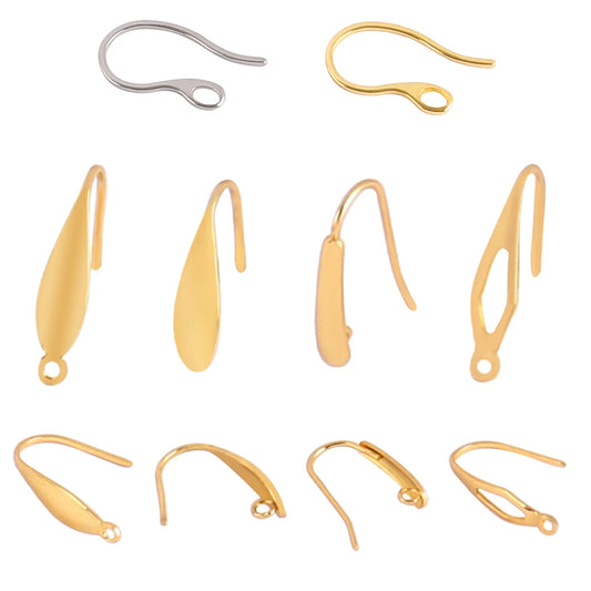 20pcs Stainless Steel Ear Hook Findings DIY Clasps Hooks Earwire Jewelry For Making Earring Supplies Accessories
