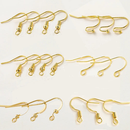 20pcs/lot 6 Styles 14K 18K Gold Plated Earring Wires With Ear Hook Earrings Clasp Findings Supplies For  DIY Jewelry Making