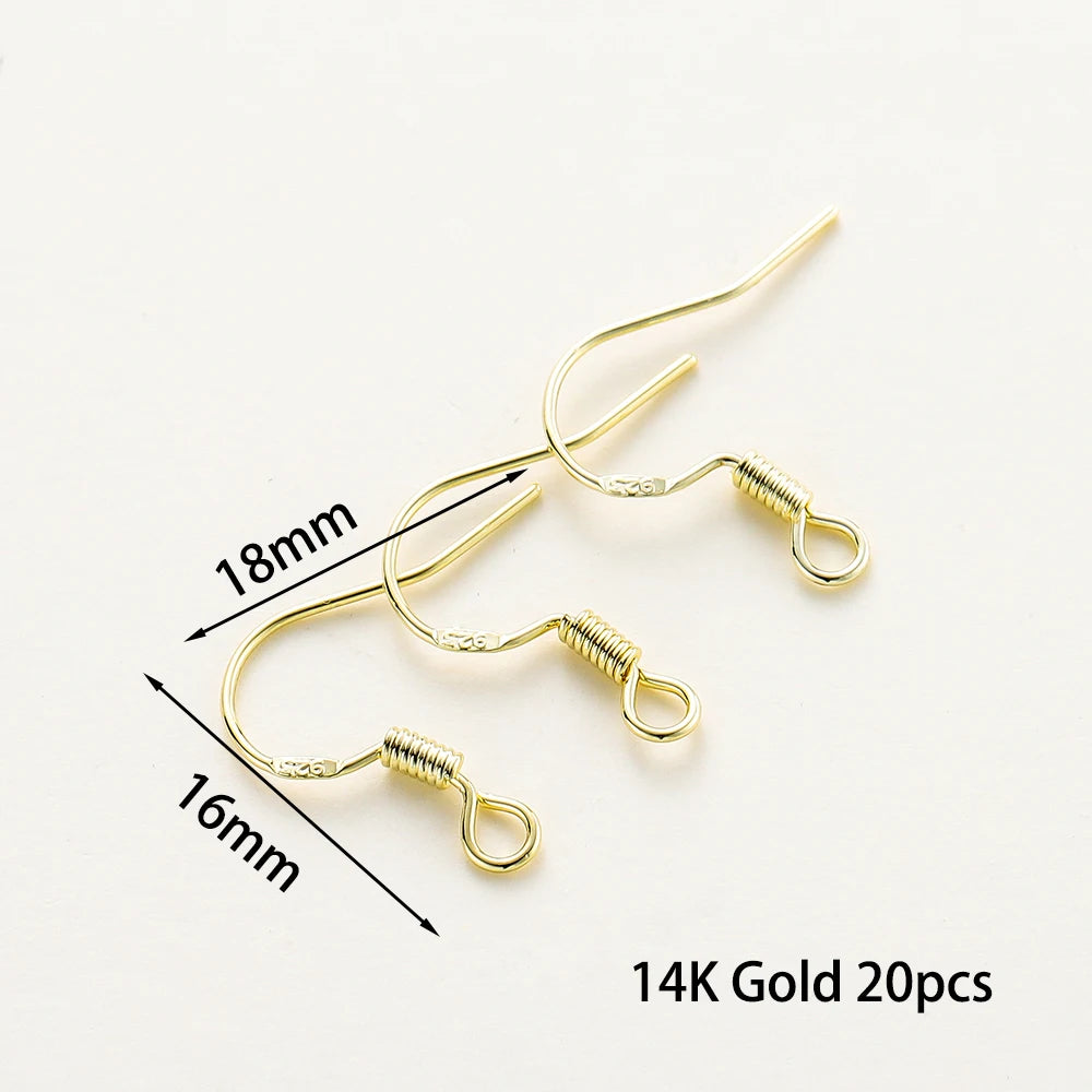 20pcs/lot 6 Styles 14K 18K Gold Plated Earring Wires With Ear Hook Earrings Clasp Findings Supplies For DIY Jewelry Making