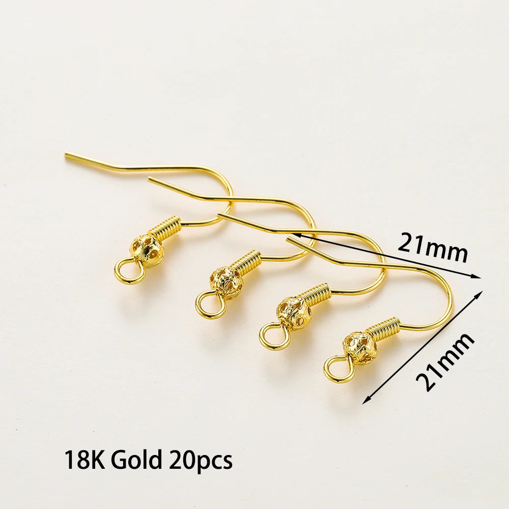 20pcs/lot 6 Styles 14K 18K Gold Plated Earring Wires With Ear Hook Earrings Clasp Findings Supplies For DIY Jewelry Making