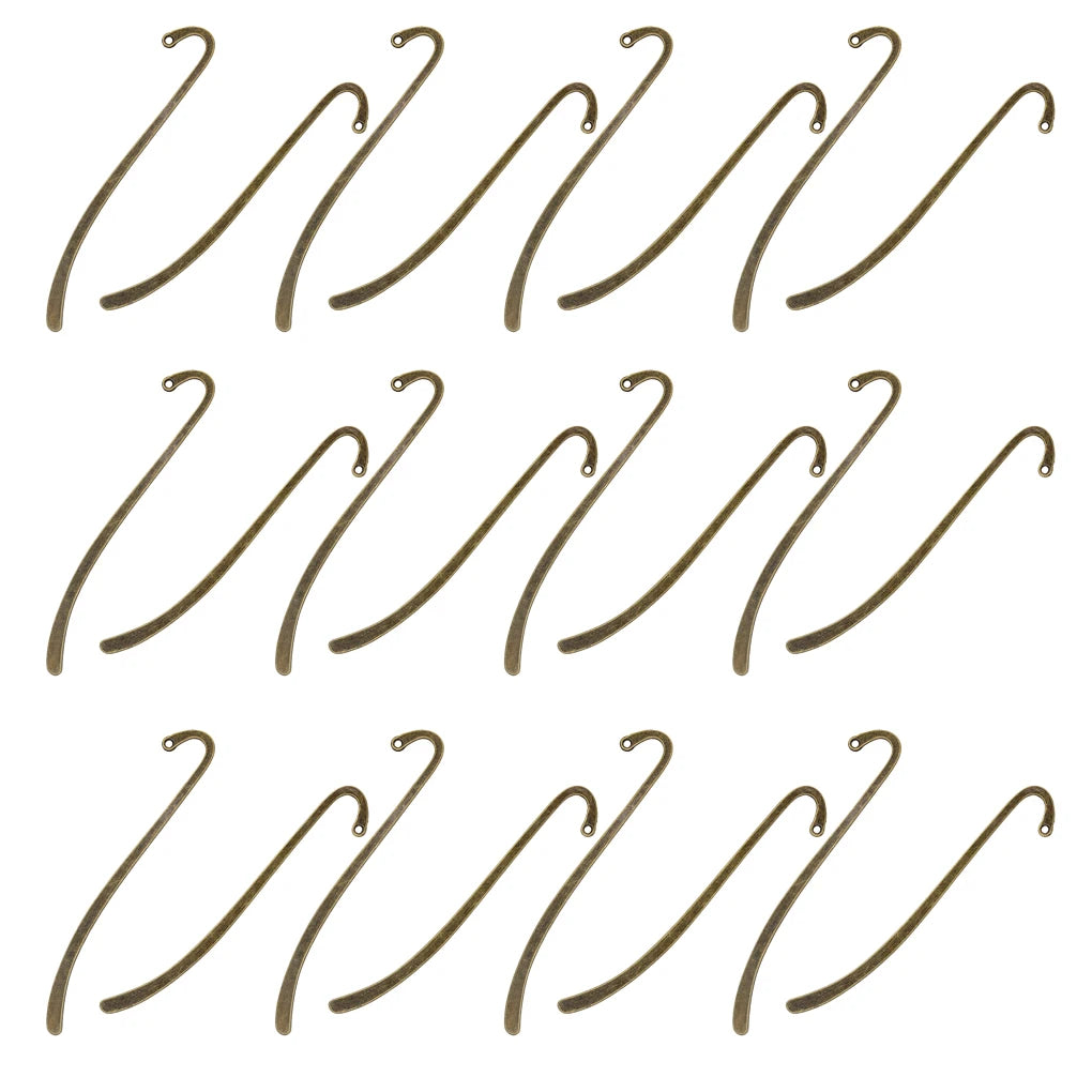 24 Pieces of Hook Bookmark Zinc Alloy Jewelry Findings Making Home Decor Collection Souvenirs DIY Crafts Gifts Bronze