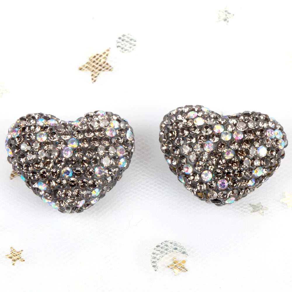 24x18mm 20pcs Charm Love Heart Shiny Polymer Clay Rhinestone Beads For Jewelry Making DIY Necklace Bracelets Accessories VD