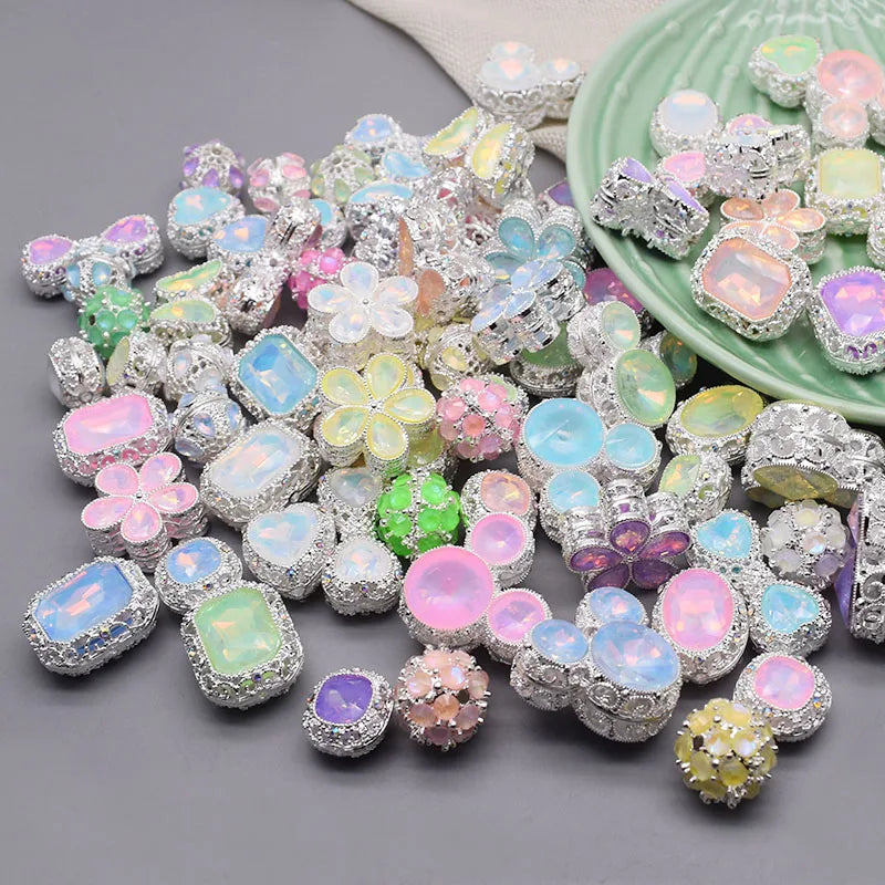 10pcs /bag Handmade Metal Alloy Heart Butterfly Bow tie Clover Beads for Jewelry Making DIY Phone Chain Bead Pen Accessories