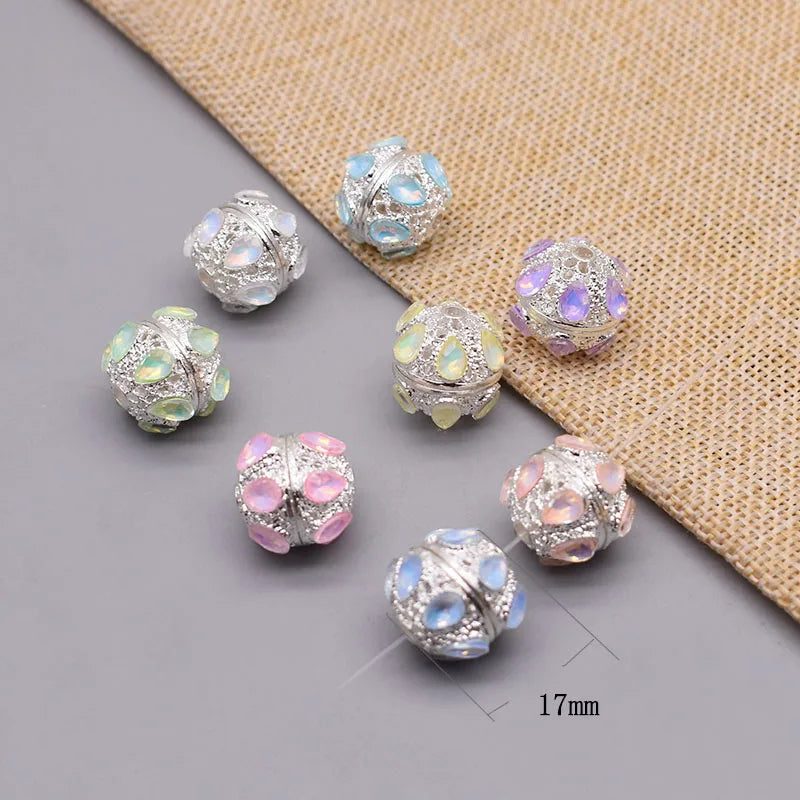 10pcs /bag Handmade Metal Alloy Heart Butterfly Bow tie Clover Beads for Jewelry Making DIY Phone Chain Bead Pen Accessories