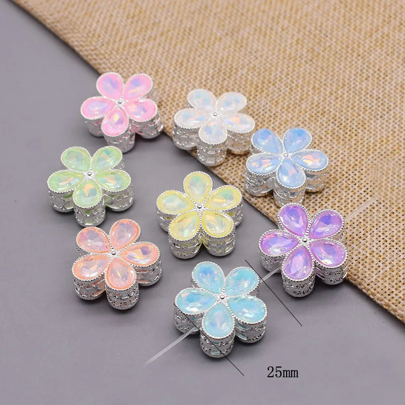 10pcs /bag Handmade Metal Alloy Heart Butterfly Bow tie Clover Beads for Jewelry Making DIY Phone Chain Bead Pen Accessories