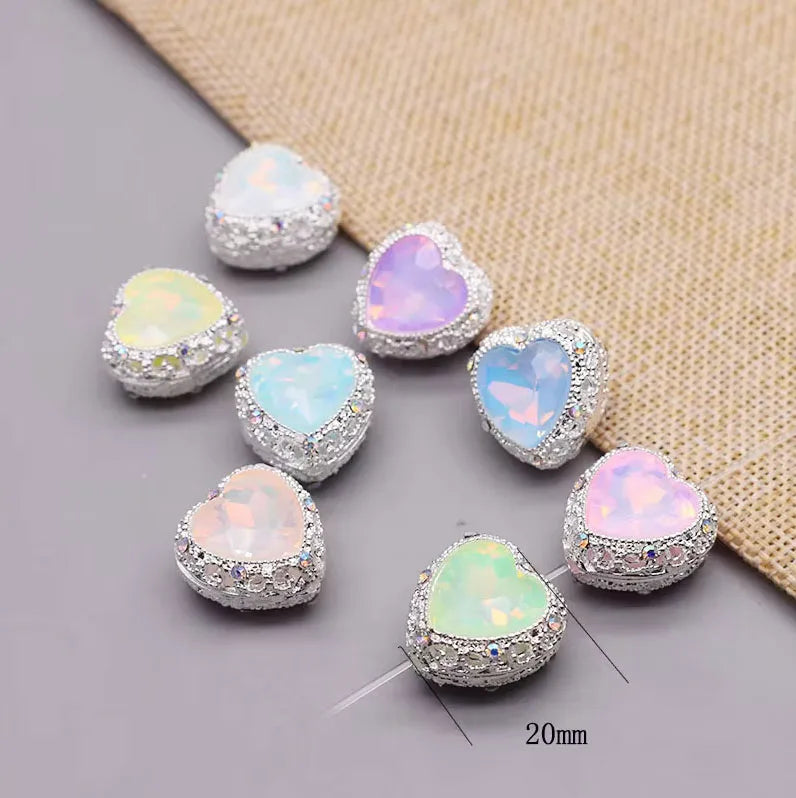 10pcs /bag Handmade Metal Alloy Heart Butterfly Bow tie Clover Beads for Jewelry Making DIY Phone Chain Bead Pen Accessories