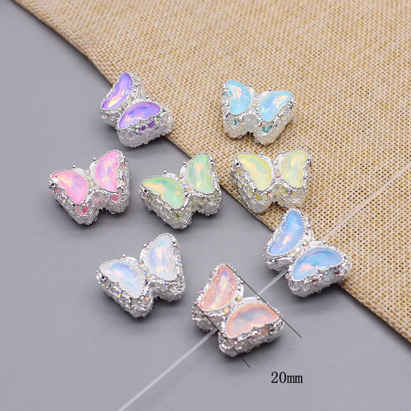 10pcs /bag Handmade Metal Alloy Heart Butterfly Bow tie Clover Beads for Jewelry Making DIY Phone Chain Bead Pen Accessories