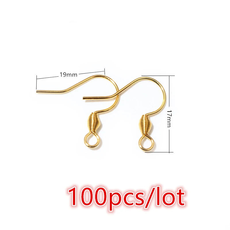 30-100pcs Stainless Steel DIY Earrings Hooks Clasp Findings Handmade Jewelry Making Accessories Earwire Accessories Steel Gold