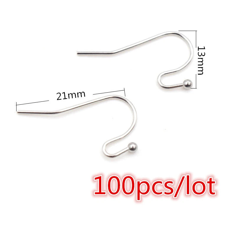 30-100pcs Stainless Steel DIY Earrings Hooks Clasp Findings Handmade Jewelry Making Accessories Earwire Accessories Steel Gold