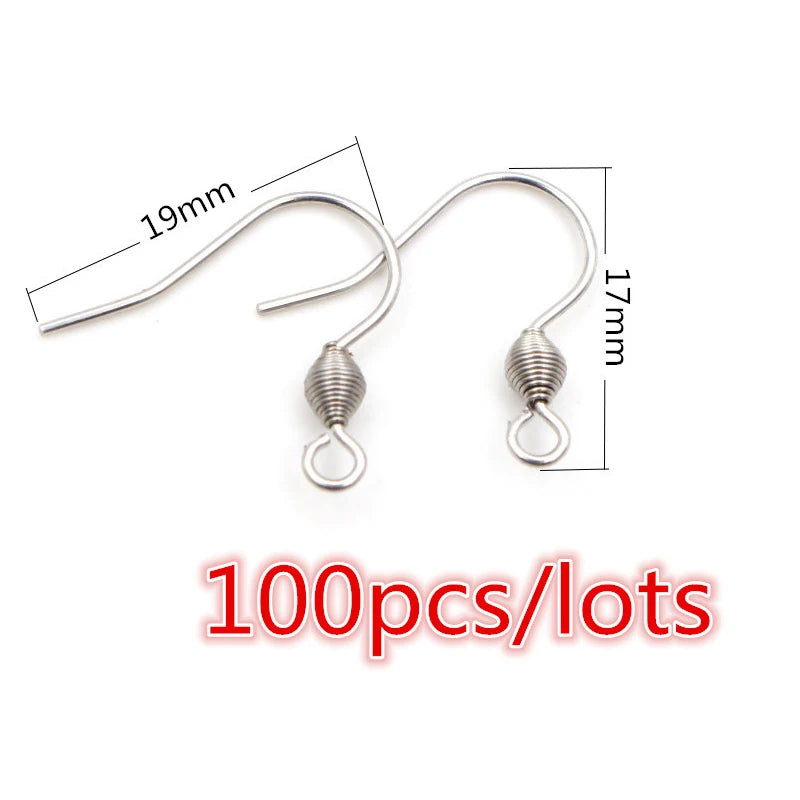 30-100pcs Stainless Steel DIY Earrings Hooks Clasp Findings Handmade Jewelry Making Accessories Earwire Accessories Steel Gold