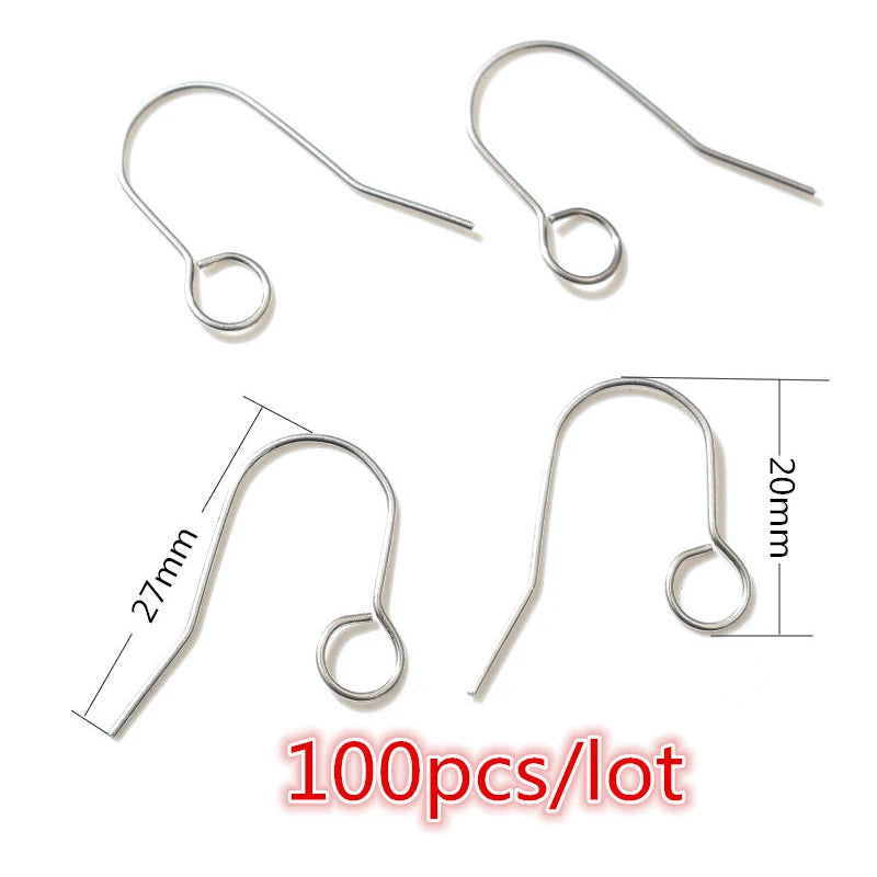 30-100pcs Stainless Steel DIY Earrings Hooks Clasp Findings Handmade Jewelry Making Accessories Earwire Accessories Steel Gold
