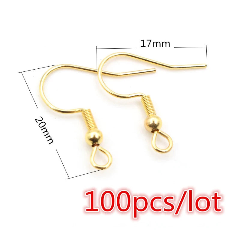 30-100pcs Stainless Steel DIY Earrings Hooks Clasp Findings Handmade Jewelry Making Accessories Earwire Accessories Steel Gold