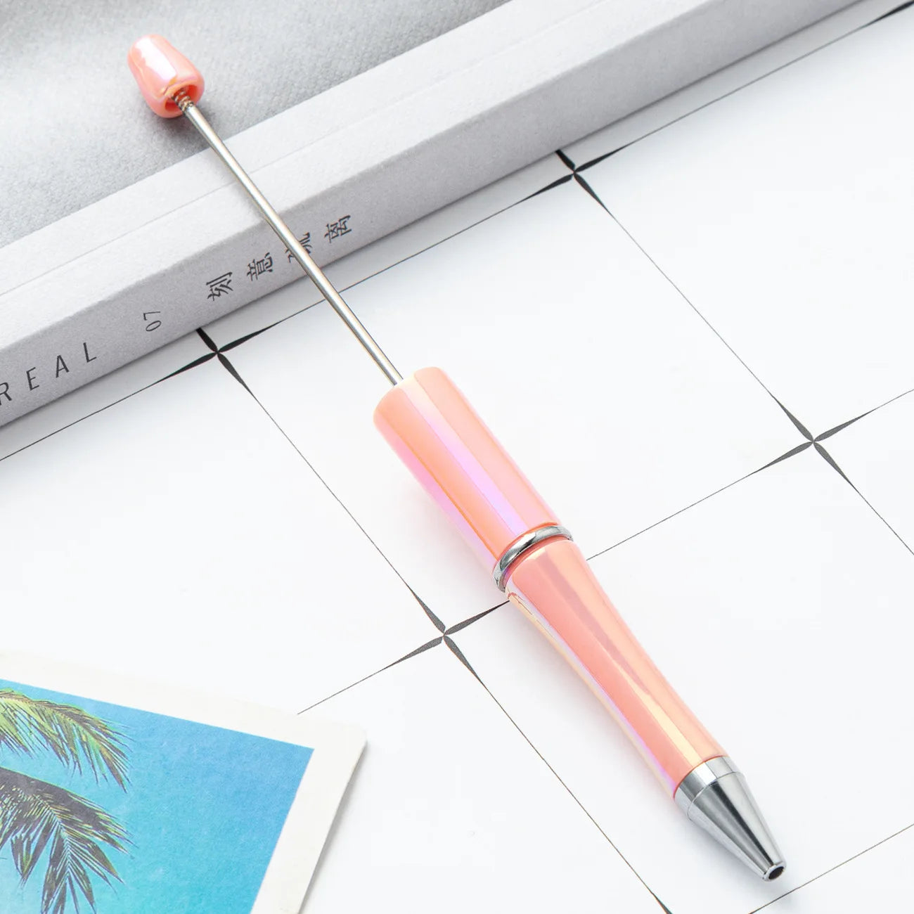 10Pcs UV Gradient Bead Pens Wholesale Students Diy Handmade Plastic Beadable Pen Plastic Ballpoint Pen