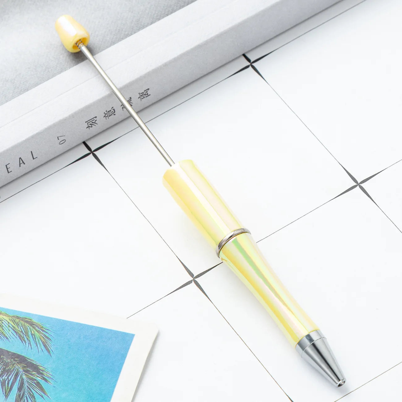 10Pcs UV Gradient Bead Pens Wholesale Students Diy Handmade Plastic Beadable Pen Plastic Ballpoint Pen