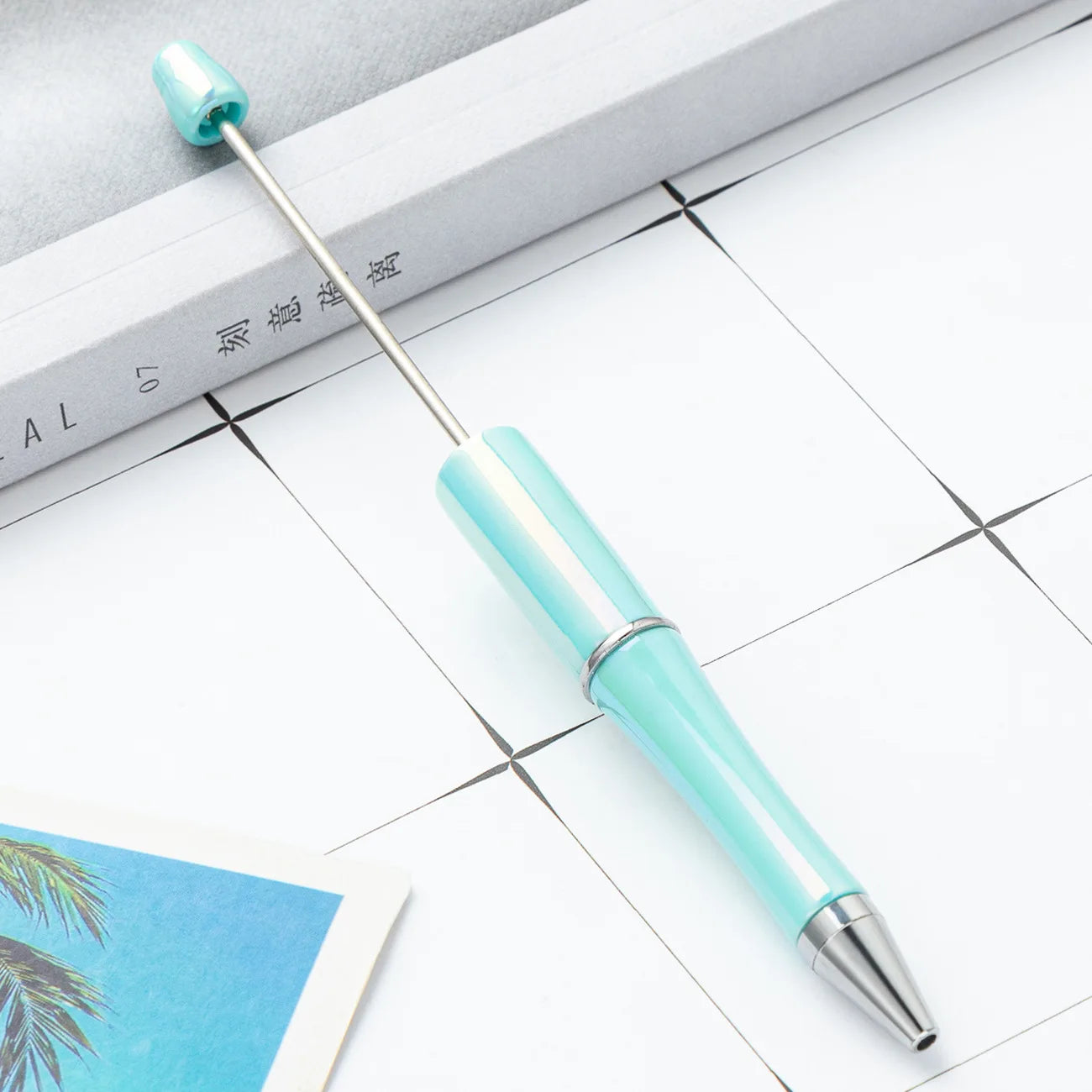 10Pcs UV Gradient Bead Pens Wholesale Students Diy Handmade Plastic Beadable Pen Plastic Ballpoint Pen