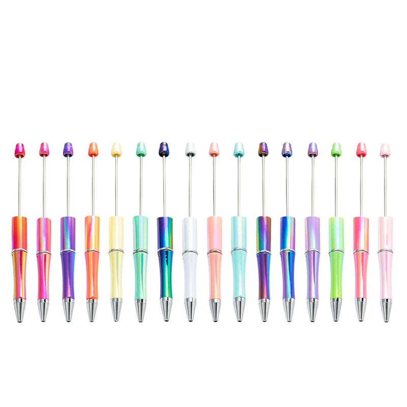 10Pcs UV Gradient Bead Pens Wholesale Students Diy Handmade Plastic Beadable Pen Plastic Ballpoint Pen