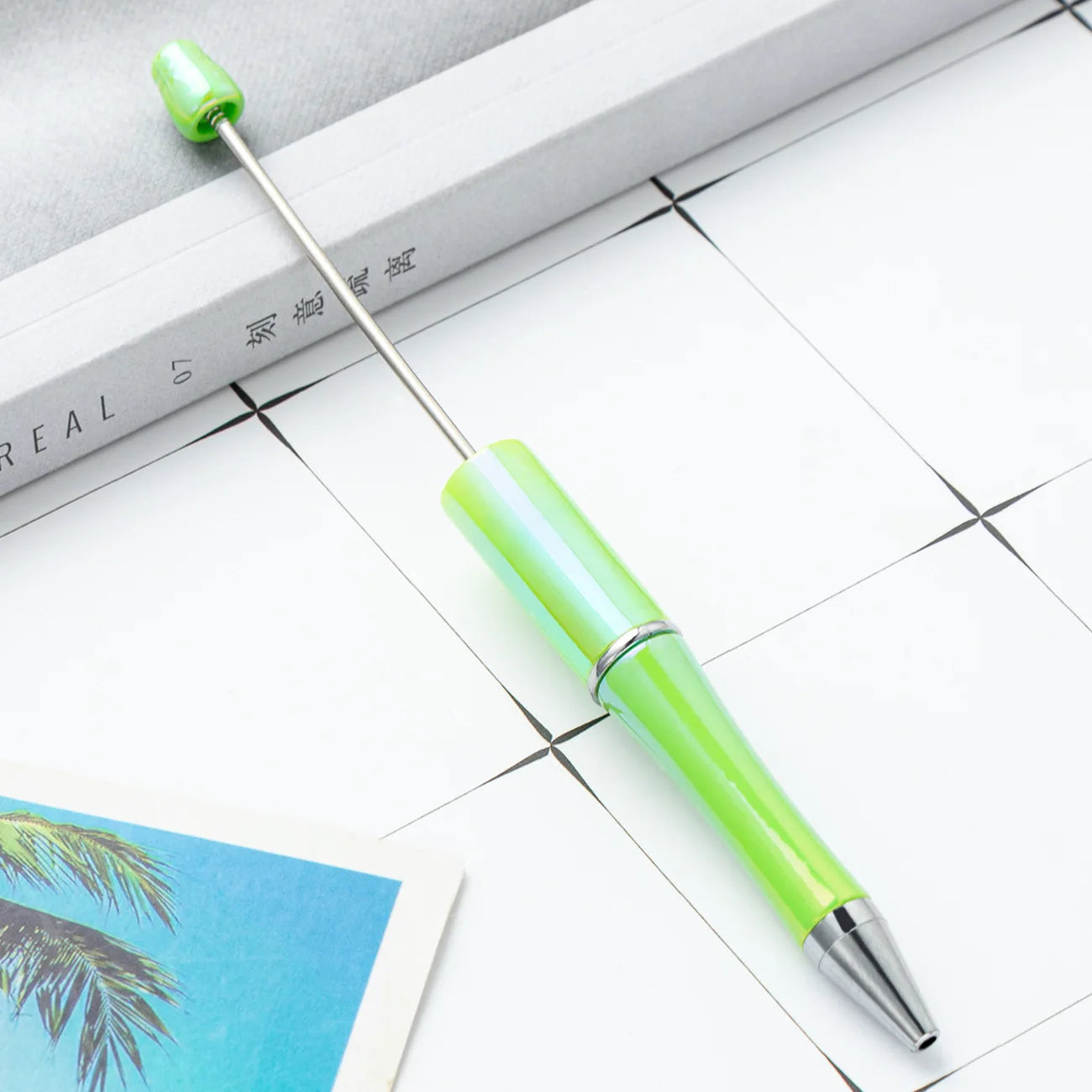 10Pcs UV Gradient Bead Pens Wholesale Students Diy Handmade Plastic Beadable Pen Plastic Ballpoint Pen