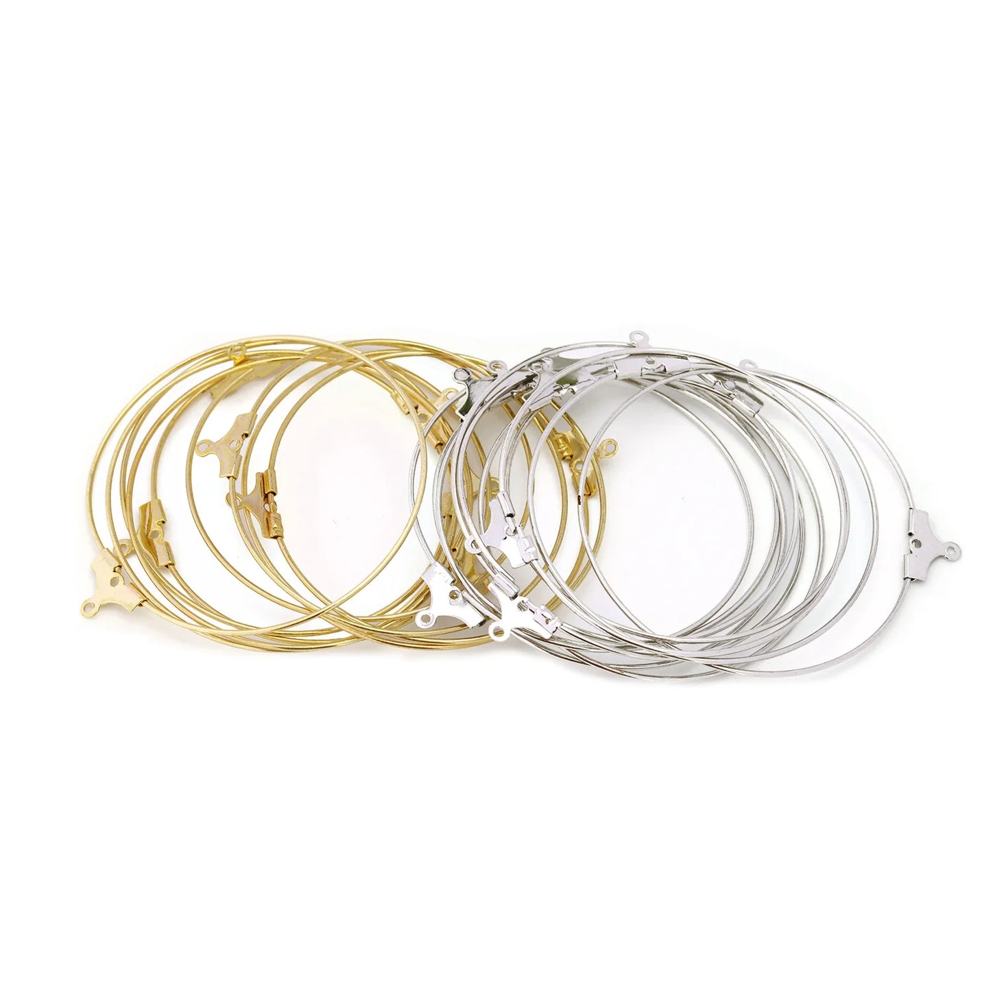30pcs/Lot 30-40mm Big Round Hoops Earrings Dangle Clasp Ear Wires Hooks DIY Circle Earring Findings Jewelry Making Accessories