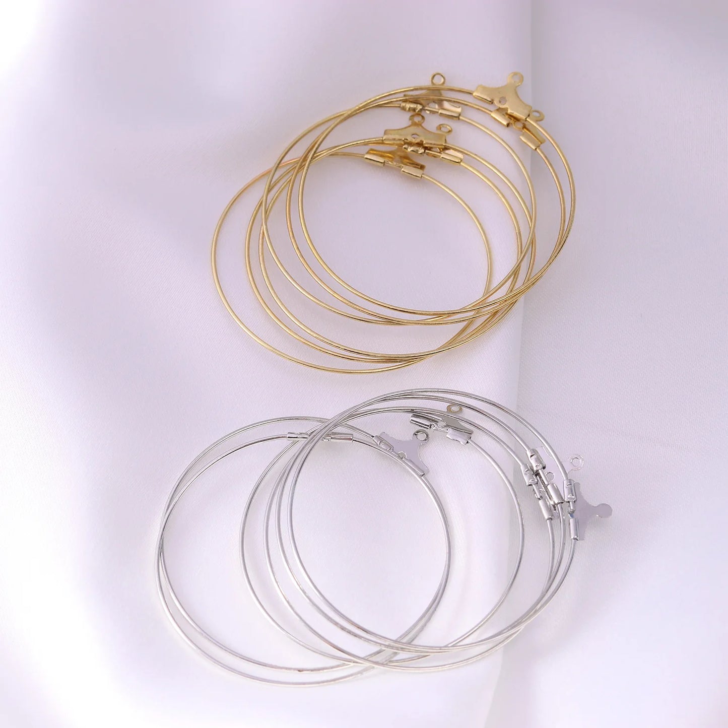 30pcs/Lot 30-40mm Big Round Hoops Earrings Dangle Clasp Ear Wires Hooks DIY Circle Earring Findings Jewelry Making Accessories