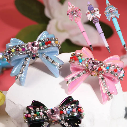1pcs 32*37mm UV Coated Love Chain Bow Acrylic Beads DIY Pen Bead Phone Keychain Necklace Earring Bracelet Jewelry Making Accessories