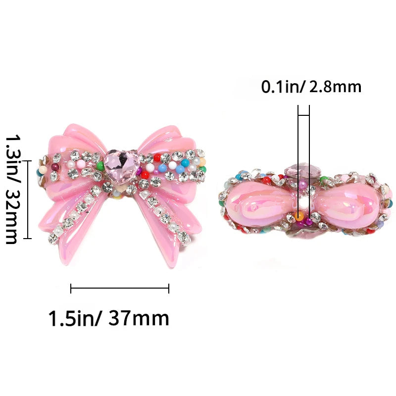 1pcs 32*37mm UV Coated Love Chain Bow Acrylic Beads DIY Pen Bead Phone Keychain Necklace Earring Bracelet Jewelry Making Accessories