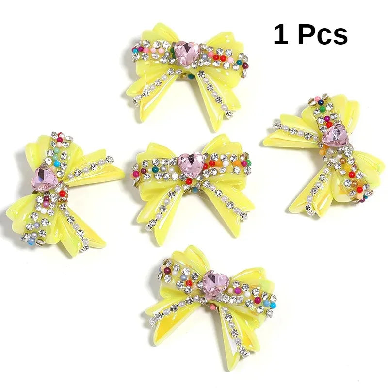 1pcs 32*37mm UV Coated Love Chain Bow Acrylic Beads DIY Pen Bead Phone Keychain Necklace Earring Bracelet Jewelry Making Accessories