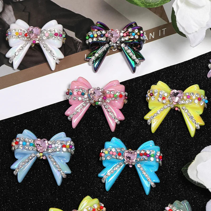 1pcs 32*37mm UV Coated Love Chain Bow Acrylic Beads DIY Pen Bead Phone Keychain Necklace Earring Bracelet Jewelry Making Accessories