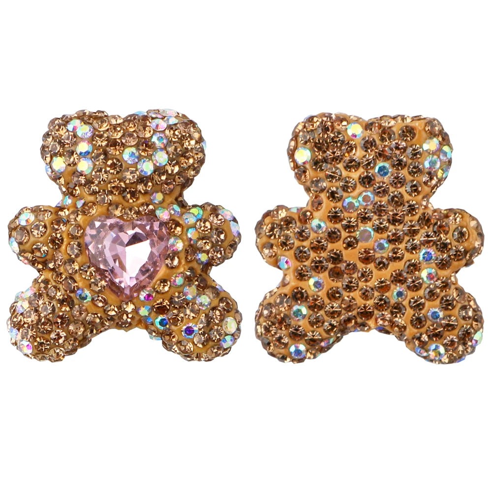 3pcs Love Crystal Rhinestones Colorful Bow Classic Straight Hole Beads DIY Phone Keychain Necklace Accessories