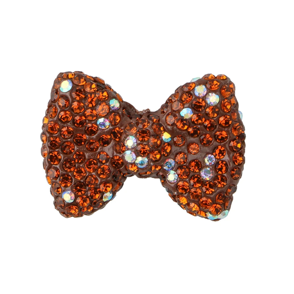 3pcs Love Crystal Rhinestones Colorful Bow Classic Straight Hole Beads DIY Phone Keychain Necklace Accessories