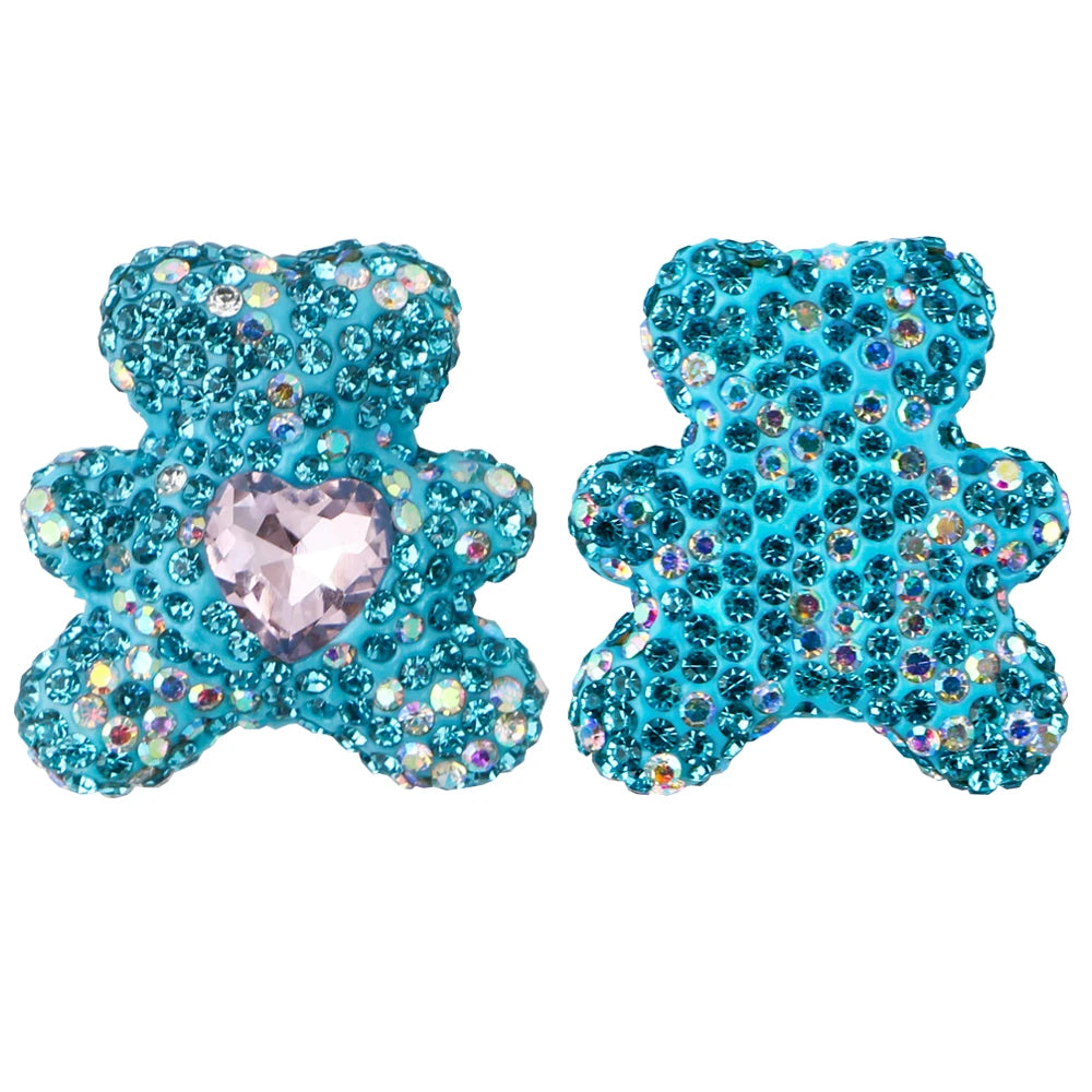 3pcs Love Crystal Rhinestones Colorful Bow Classic Straight Hole Beads DIY Phone Keychain Necklace Accessories