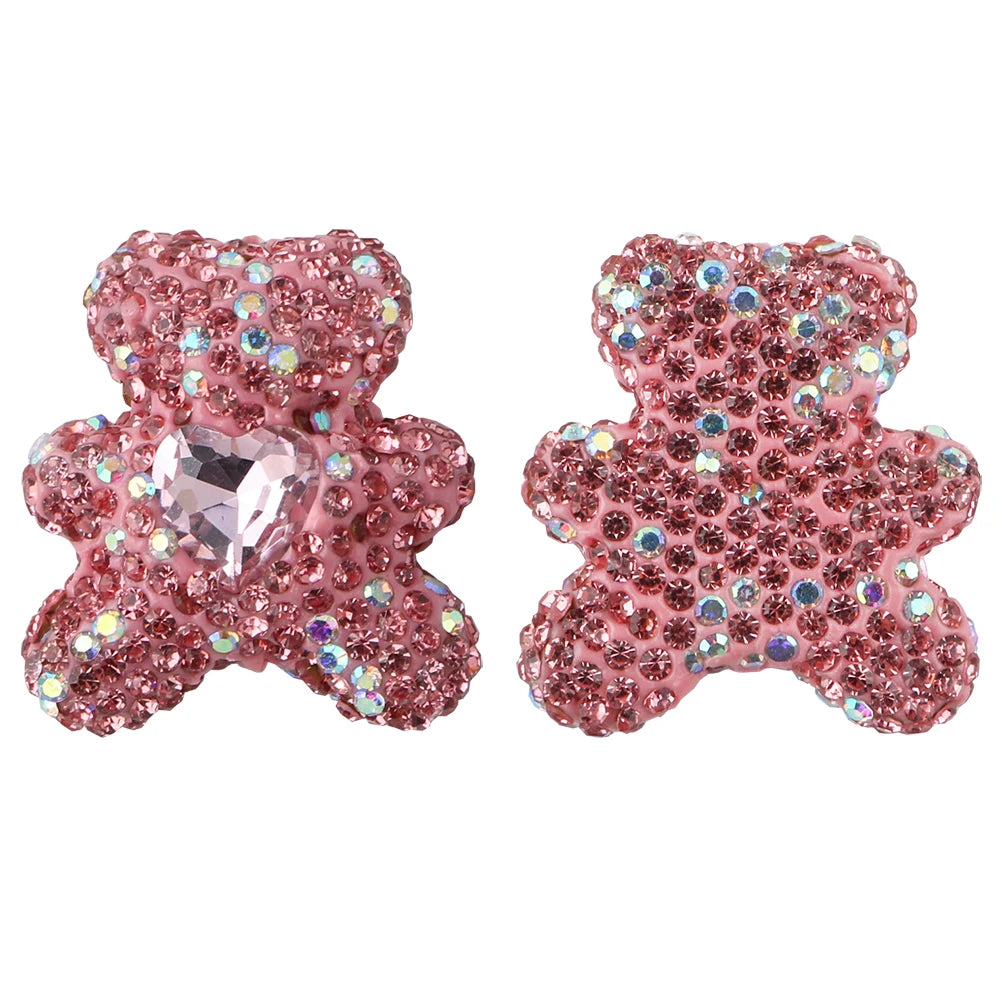 3pcs Love Crystal Rhinestones Colorful Bow Classic Straight Hole Beads DIY Phone Keychain Necklace Accessories