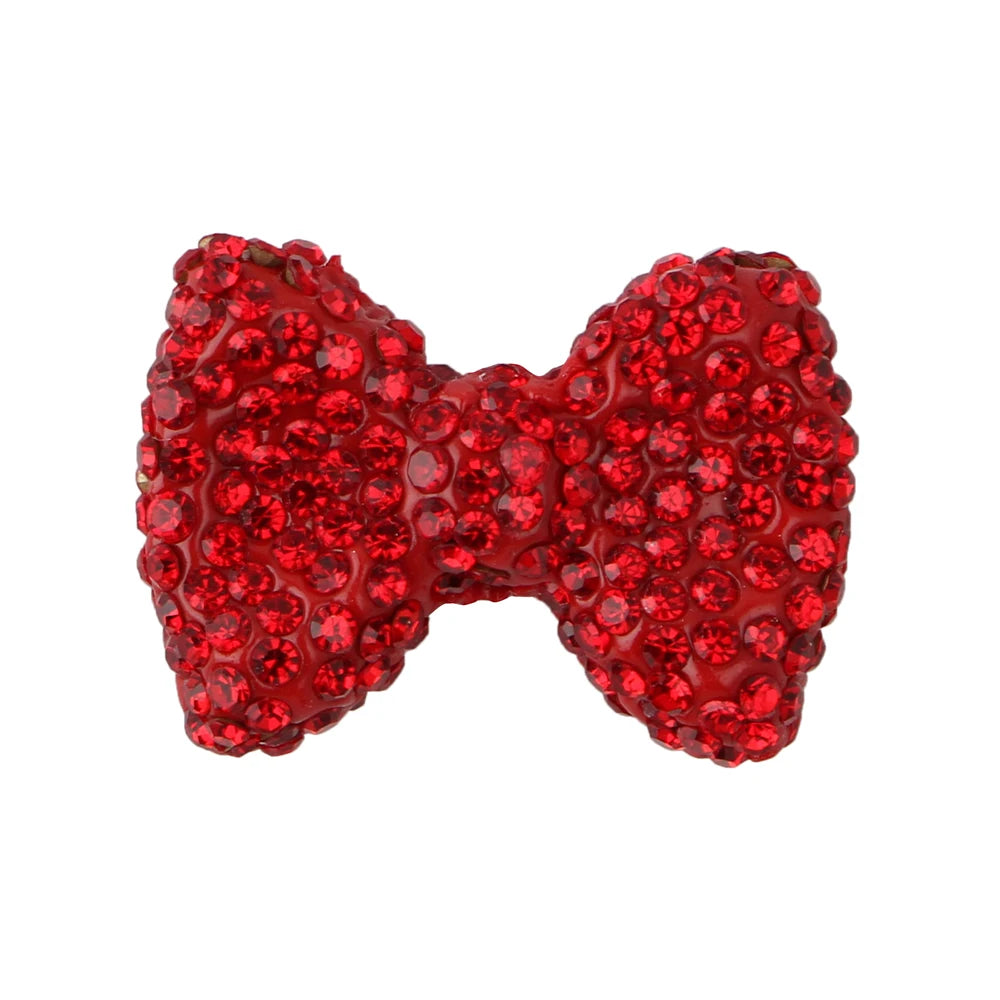 3pcs Love Crystal Rhinestones Colorful Bow Classic Straight Hole Beads DIY Phone Keychain Necklace Accessories