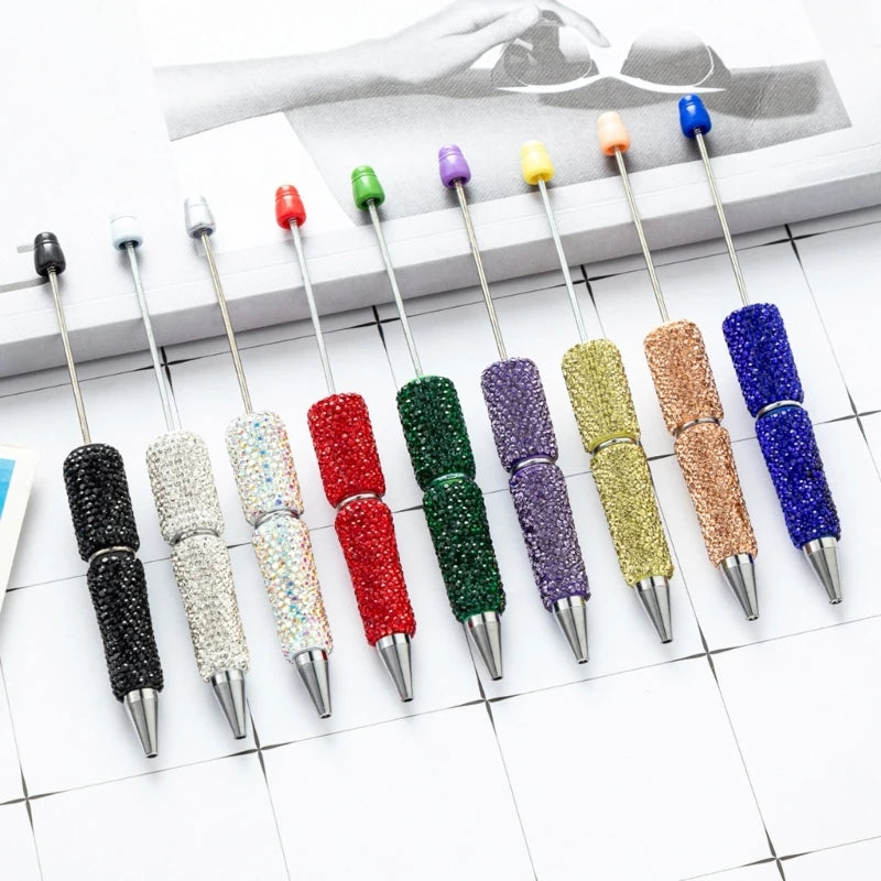 1 Pcs Beadable Ballpoint Pen Pen Smooth Writing Pen 1.0mm Rhinestones Bead Pen Stationery Pen for School