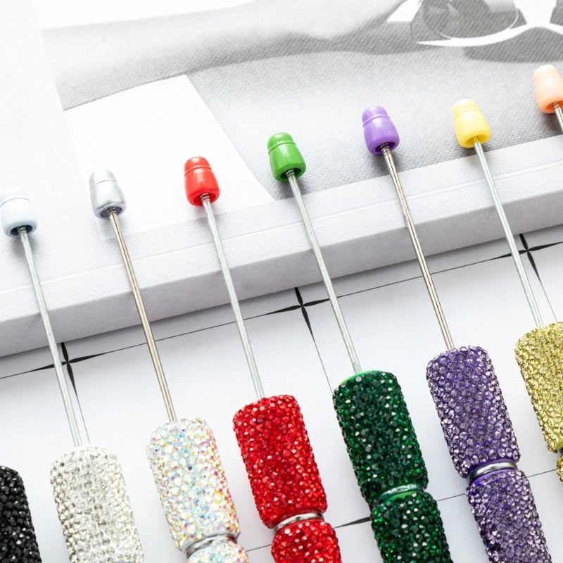 1 Pcs Beadable Ballpoint Pen Pen Smooth Writing Pen 1.0mm Rhinestones Bead Pen Stationery Pen for School