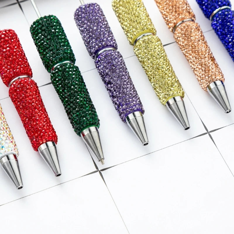 1 Pcs Beadable Ballpoint Pen Pen Smooth Writing Pen 1.0mm Rhinestones Bead Pen Stationery Pen for School