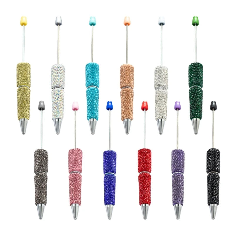 1 Pcs Beadable Ballpoint Pen Pen Smooth Writing Pen 1.0mm Rhinestones Bead Pen Stationery Pen for School