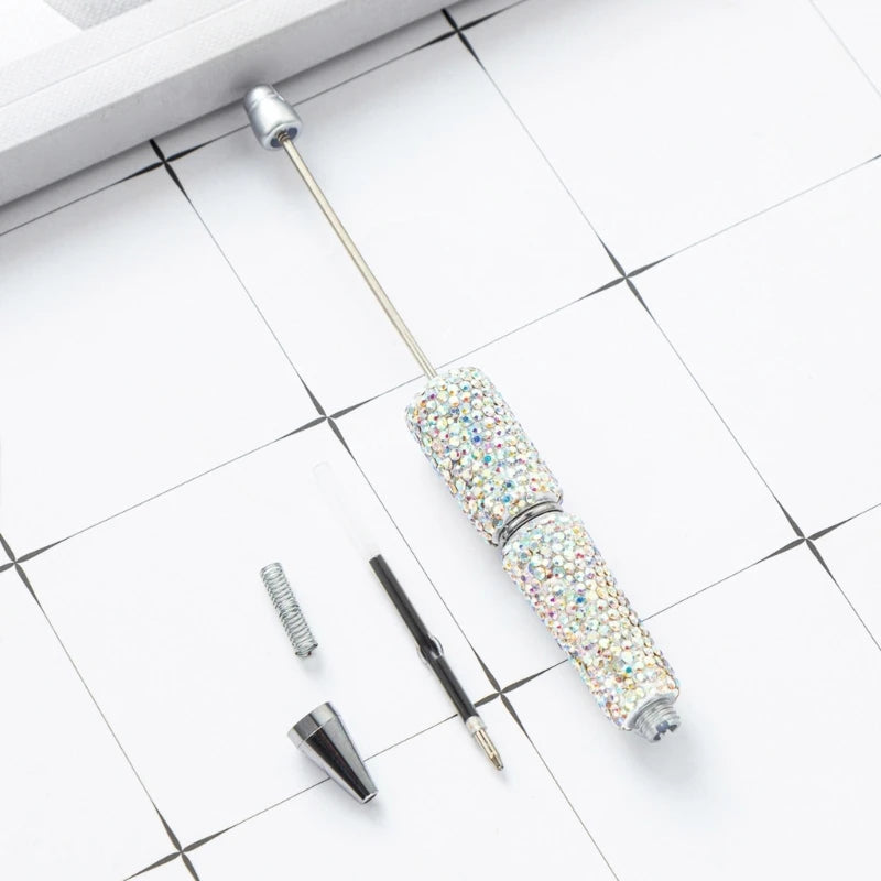 1 Pcs Beadable Ballpoint Pen Pen Smooth Writing Pen 1.0mm Rhinestones Bead Pen Stationery Pen for School