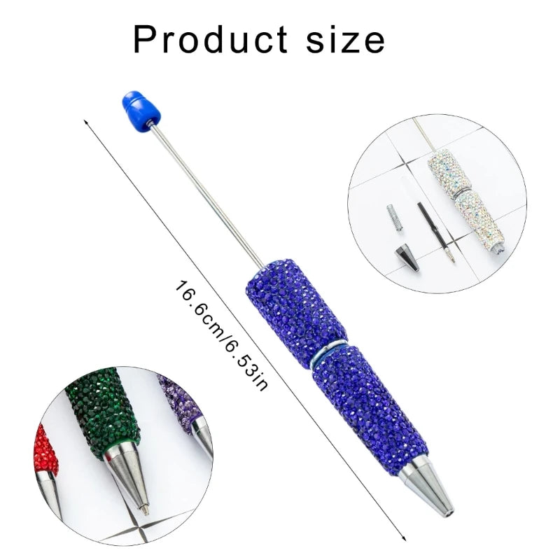 1 Pcs Beadable Ballpoint Pen Pen Smooth Writing Pen 1.0mm Rhinestones Bead Pen Stationery Pen for School